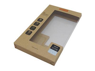 Caja de envasado de cartón con cubierta de plástico claro