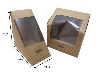 Caja para sándwiches, cajas de cartón para alimentos con ventana