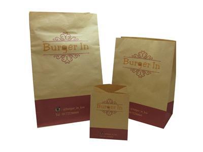 Bolsa de papel kraft para hamburguesas, bolsa para viandas