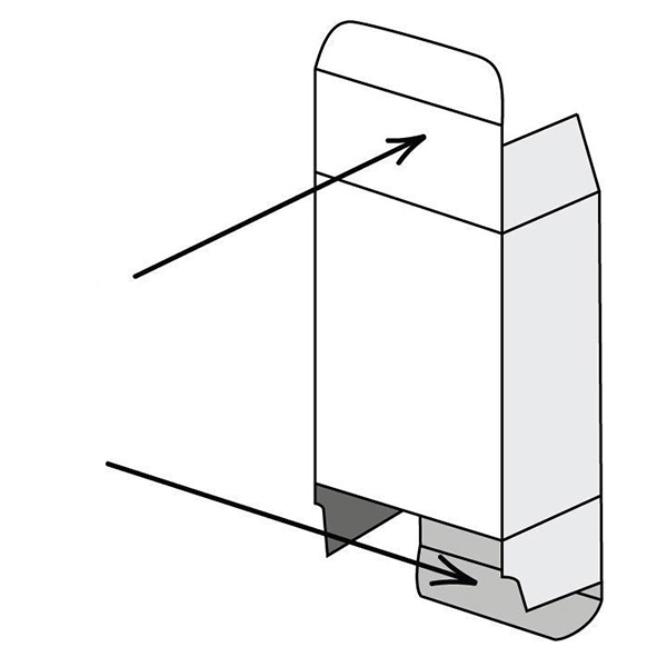 Caja con extremos plegables, cartón plegable