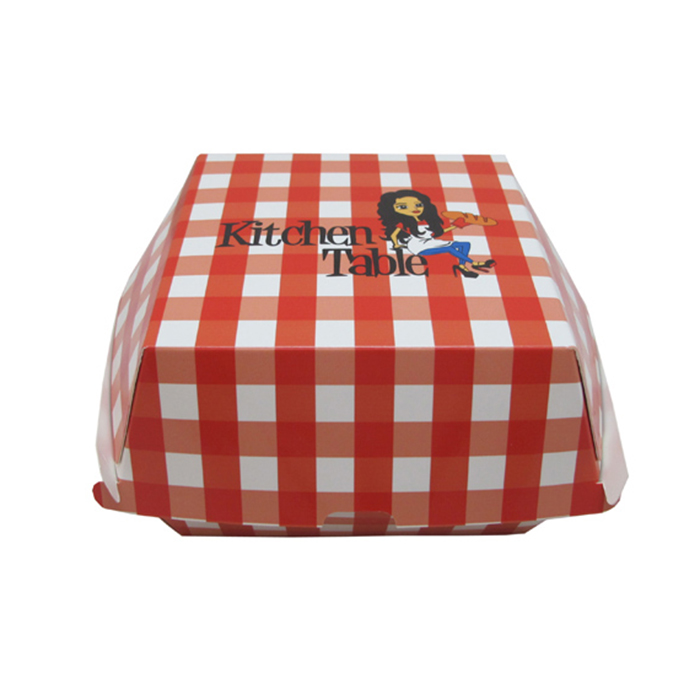 Caja para hamburguesas, caja de papel kraft personalizada